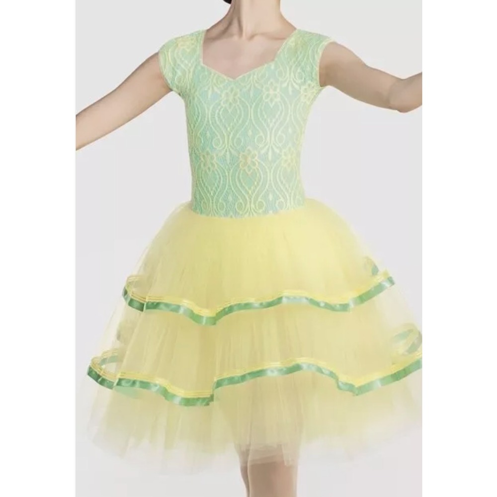 Revolution Dance Ballet Dress Girls Large LC Yellow BRAND NEW DAY #21636